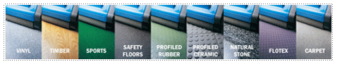 Duplex DP 420 cleans vinyl, timber, sports, safety floors, profiled rubber, profiled ceramic, natural stone, flotex, carpet, and more
